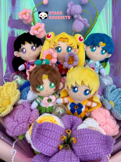 Magical Girl Scouts Senshi Warriors Anime Crochet Flowers Plush Bouquet