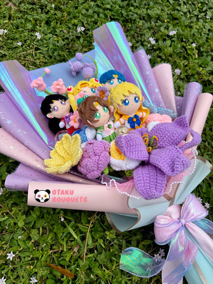 Magical Girl Scouts Senshi Warriors Anime Crochet Flowers Plush Bouquet