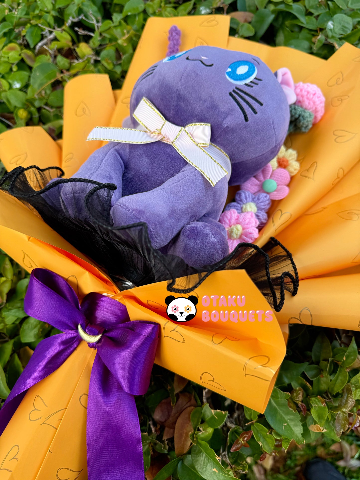 Cat Magical Moon Plush Crochet Flowers Anime Bouquet