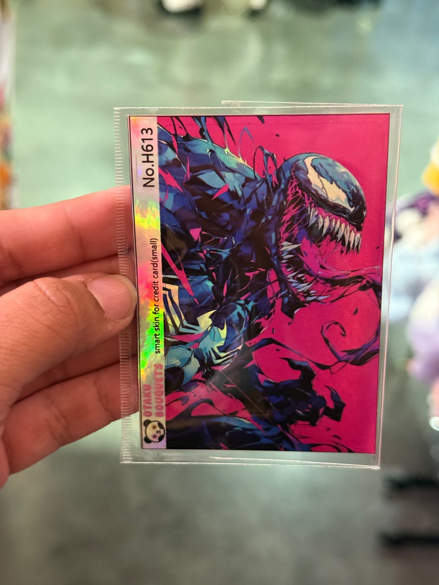 Vennom Red and Hot Pink Holographic Credit Card Sticker