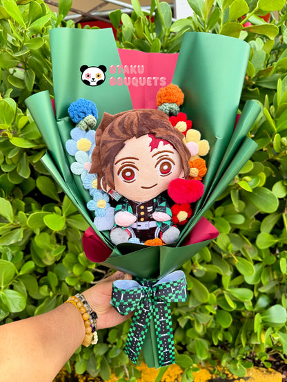 Older Brother Kind Demon “Hunter” Plush Anime Crochet Flowers Bouquet