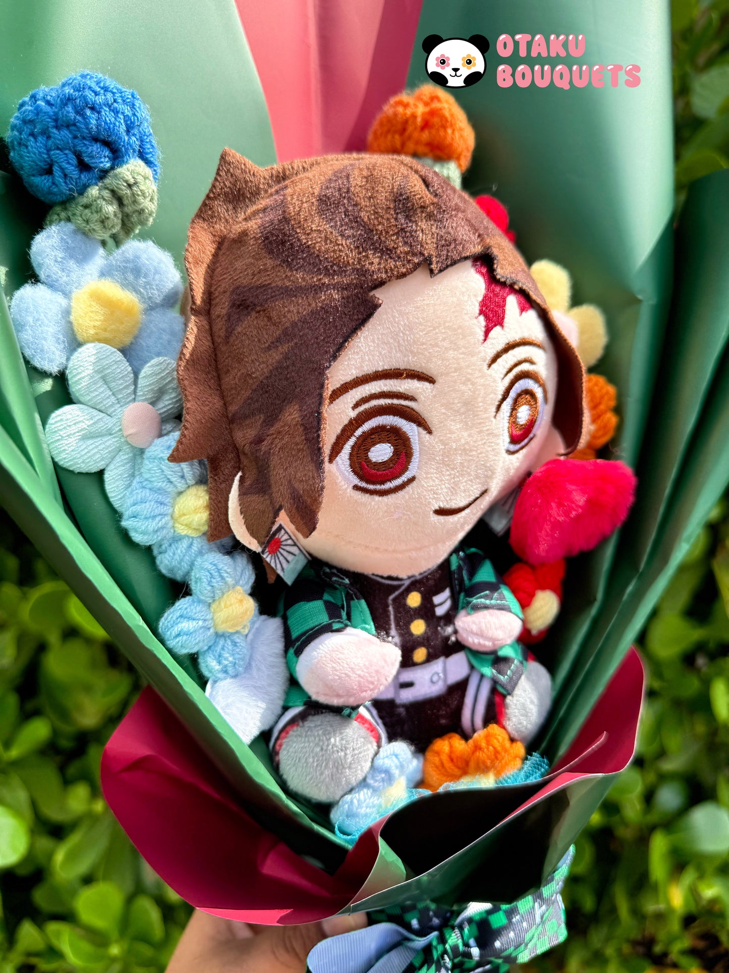 Older Brother Kind Demon “Hunter” Plush Anime Crochet Flowers Bouquet