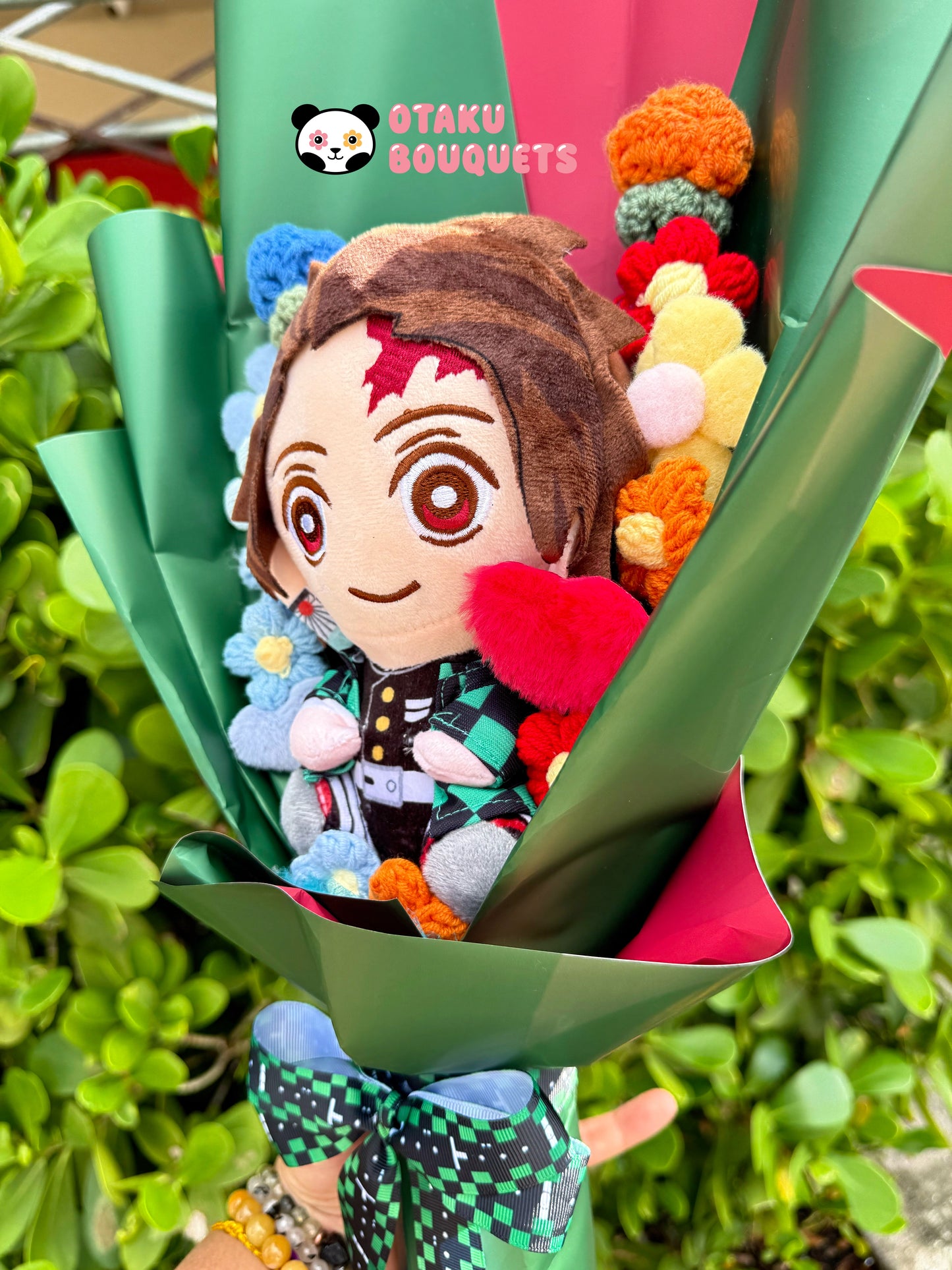 Older Brother Kind Demon “Hunter” Plush Anime Crochet Flowers Bouquet