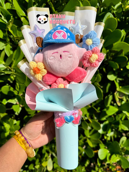 Pirate Doctor Kirbie Plushie Crochet Flower Bouquet