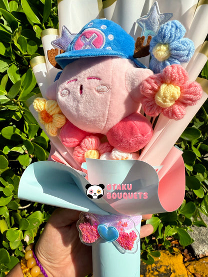 Pirate Doctor Kirbie Plushie Crochet Flower Bouquet