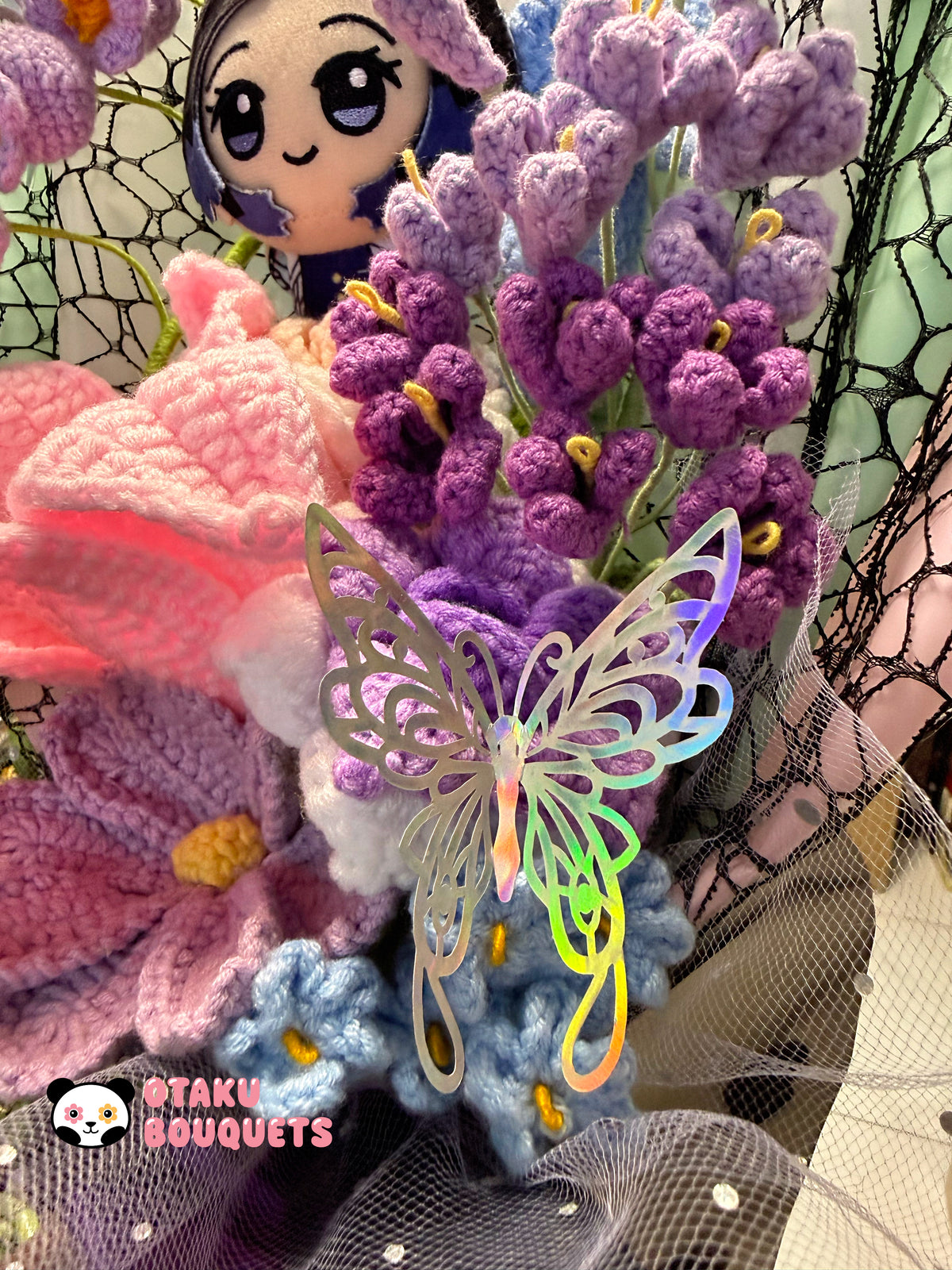 Butterfly Anime Plushie Crochet Flower Bouquet