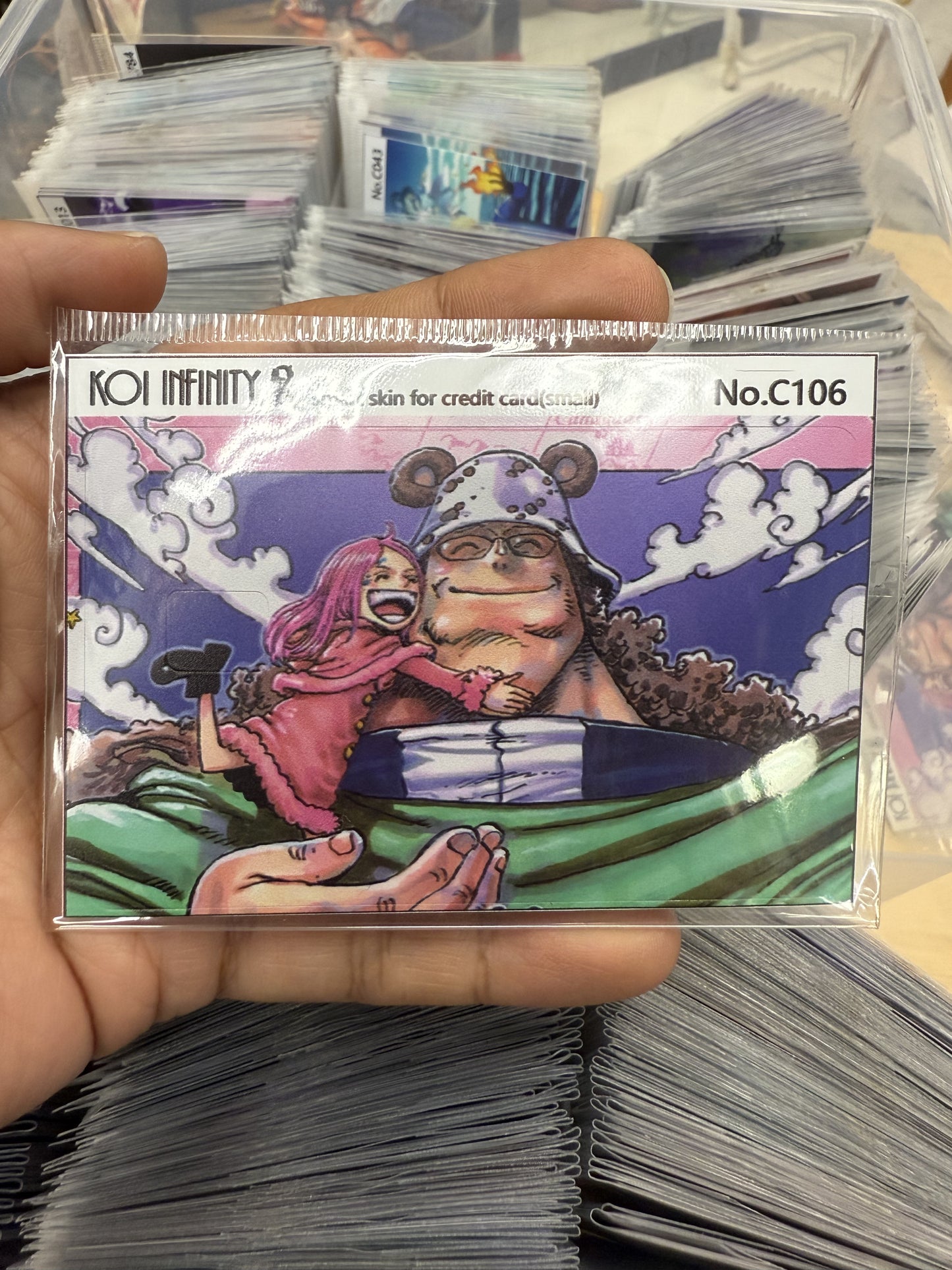 Kuma and Bonnie Nika Drums of Liberation One Piece Anime Credit Card Sticker