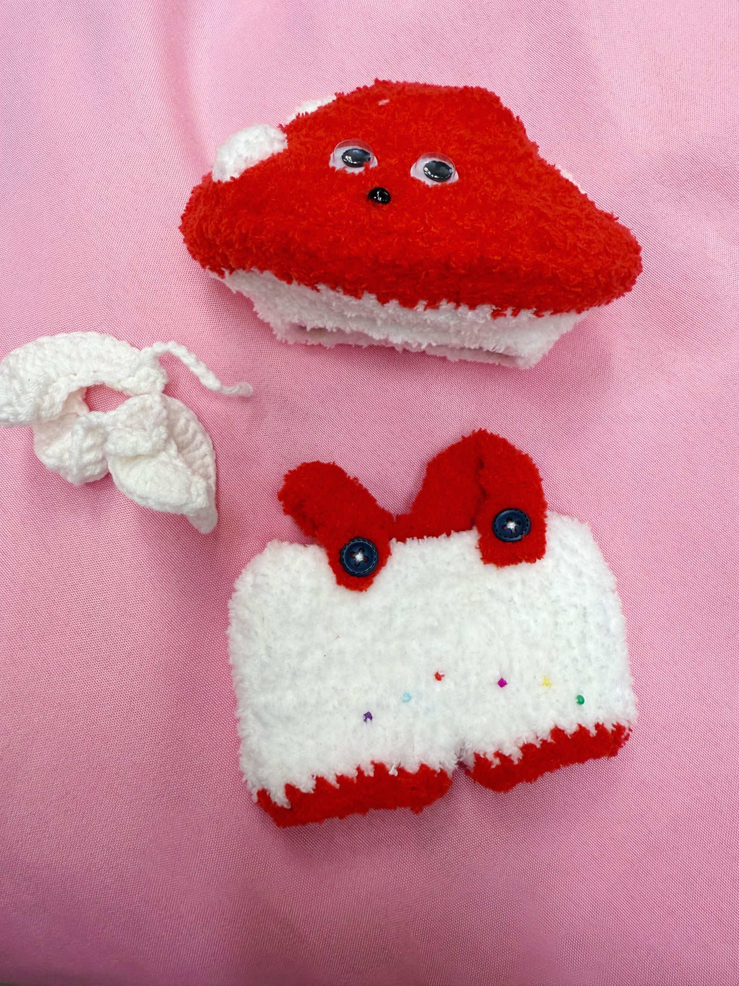 Mushroom Overalls Hat Cute Crochet Labubu Anime Costume Cosplay Clothes