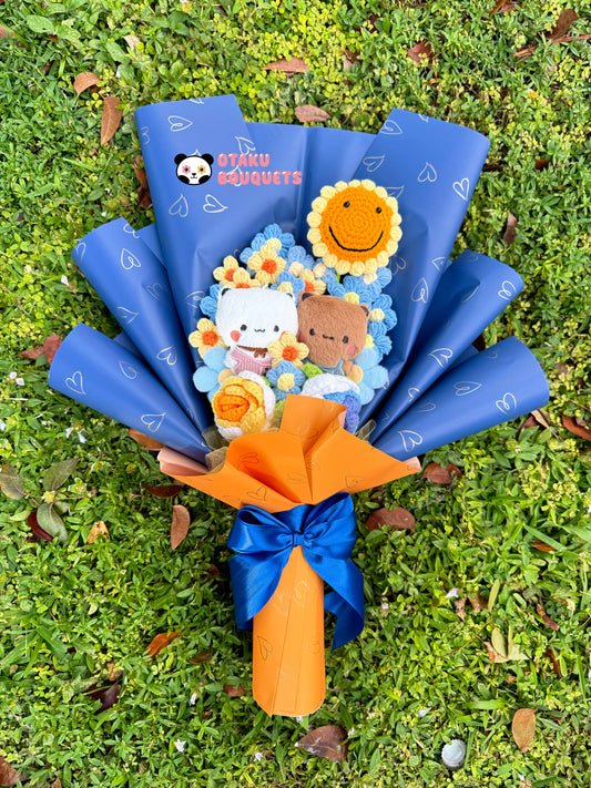 Bubu and Dudu Starry Night Van Gogh Couple Bear Panda Heart Plushie Bouquet Gift