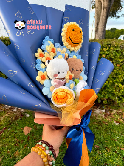 Bubu and Dudu Starry Night Van Gogh Couple Bear Panda Heart Plushie Bouquet Gift