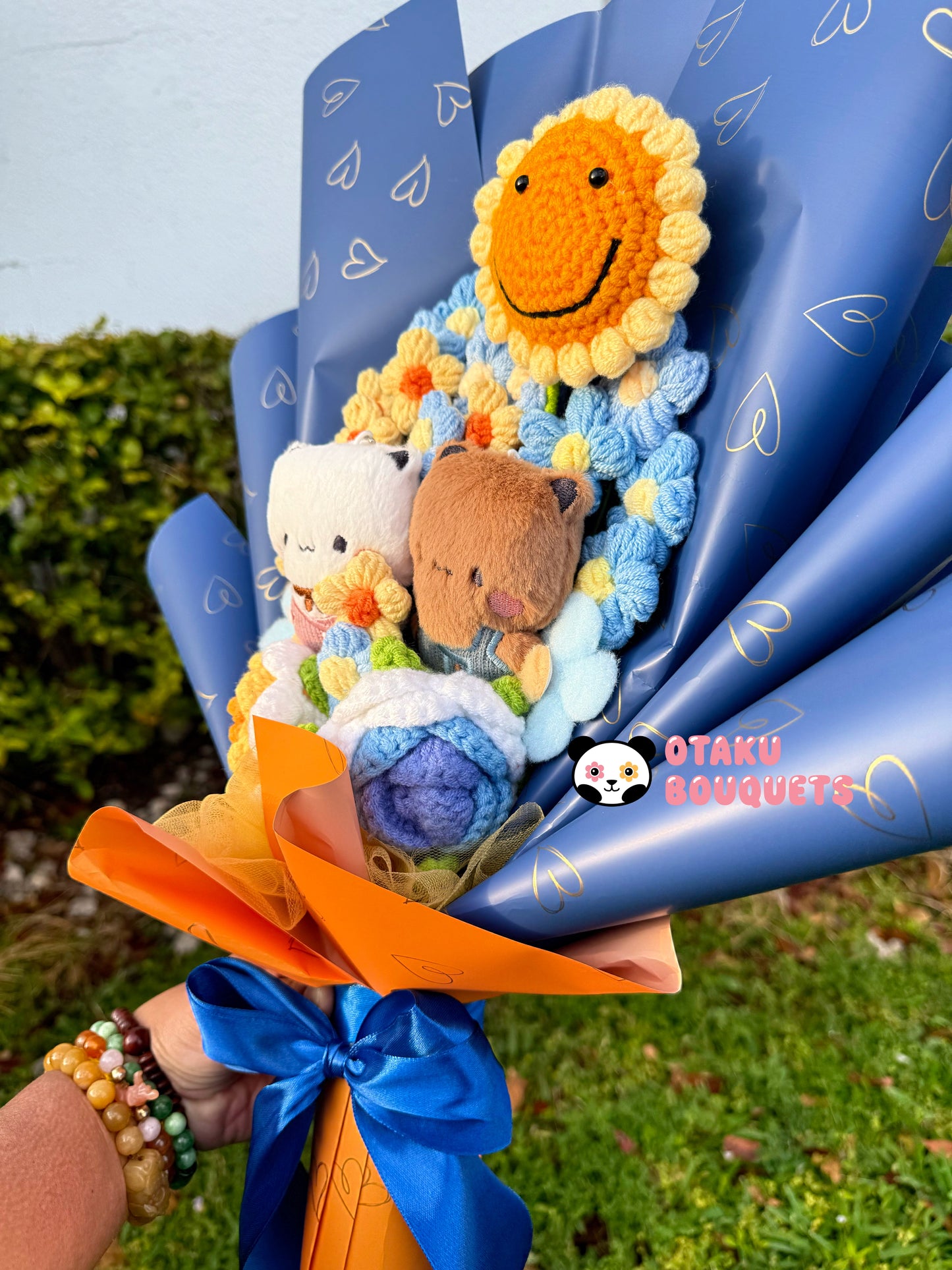 Bubu and Dudu Starry Night Van Gogh Couple Bear Panda Heart Plushie Bouquet Gift