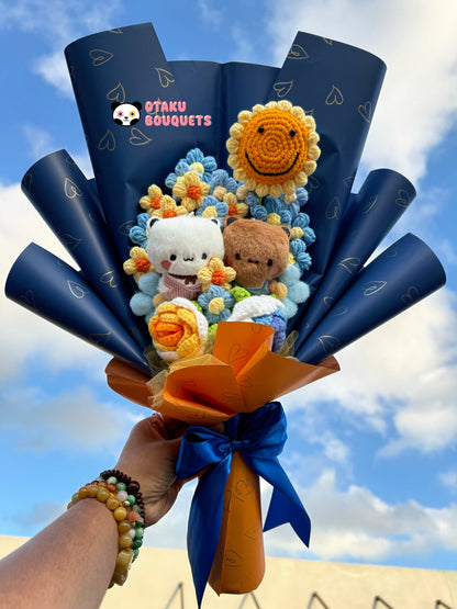 Bubu and Dudu Starry Night Van Gogh Couple Bear Panda Heart Plushie Bouquet Gift