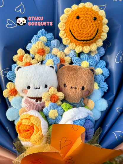 Bubu and Dudu Starry Night Van Gogh Couple Bear Panda Heart Plushie Bouquet Gift