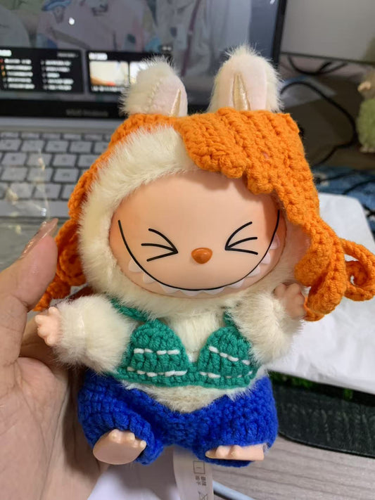 Nami Crochet One Piece Doll Labubu Anime Costume Cosplay Clothes 17cm