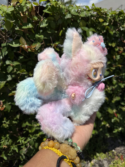 Rainbow Cotton Candy Custom Nine-tailed Handmade Fluffy Labubu