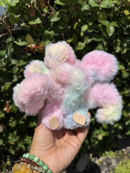 Rainbow Cotton Candy Custom Nine-tailed Handmade Fluffy Labubu