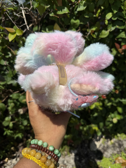 Rainbow Cotton Candy Custom Nine-tailed Handmade Fluffy Labubu