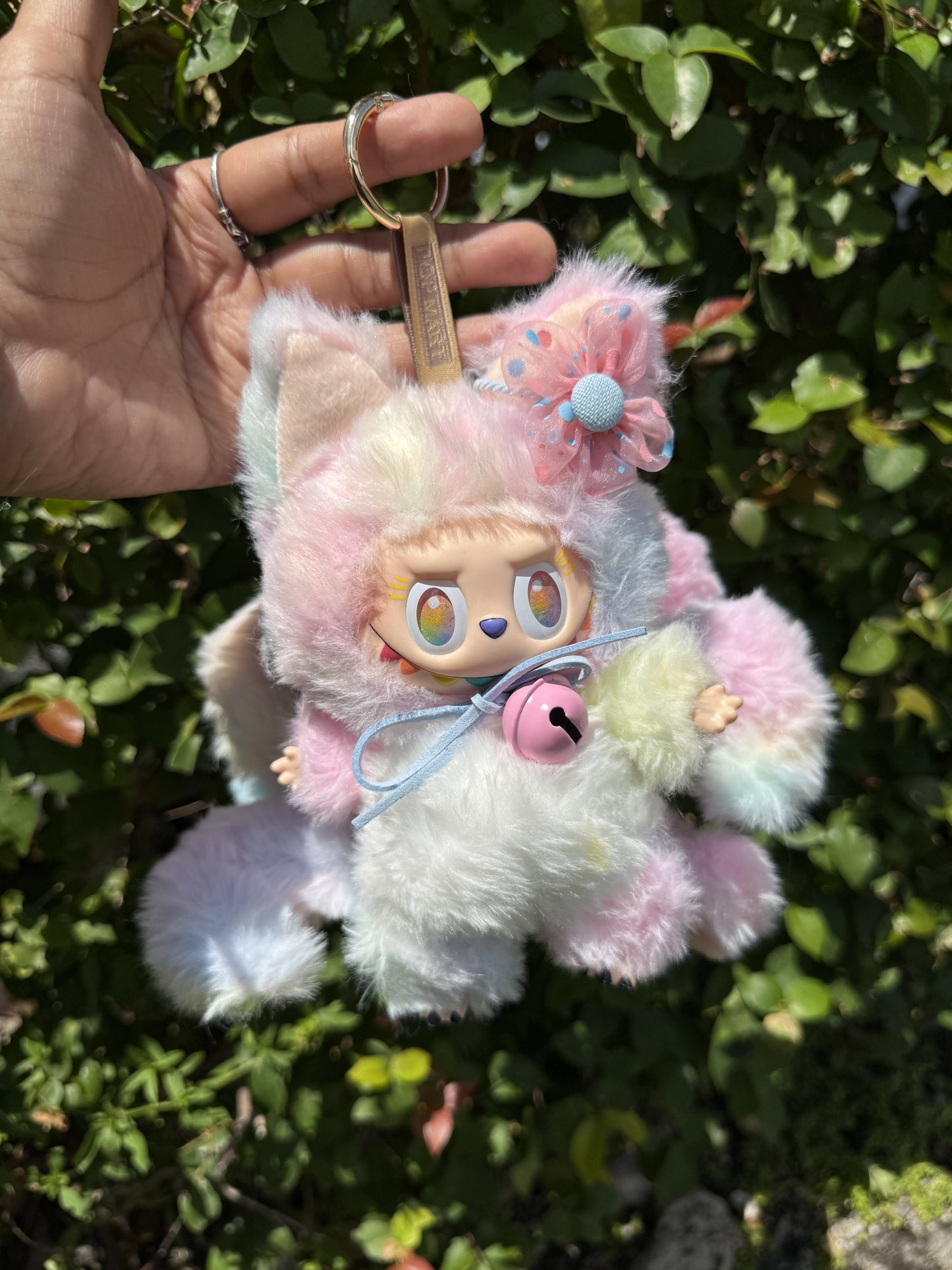 Rainbow Cotton Candy Custom Nine-tailed Handmade Fluffy Labubu
