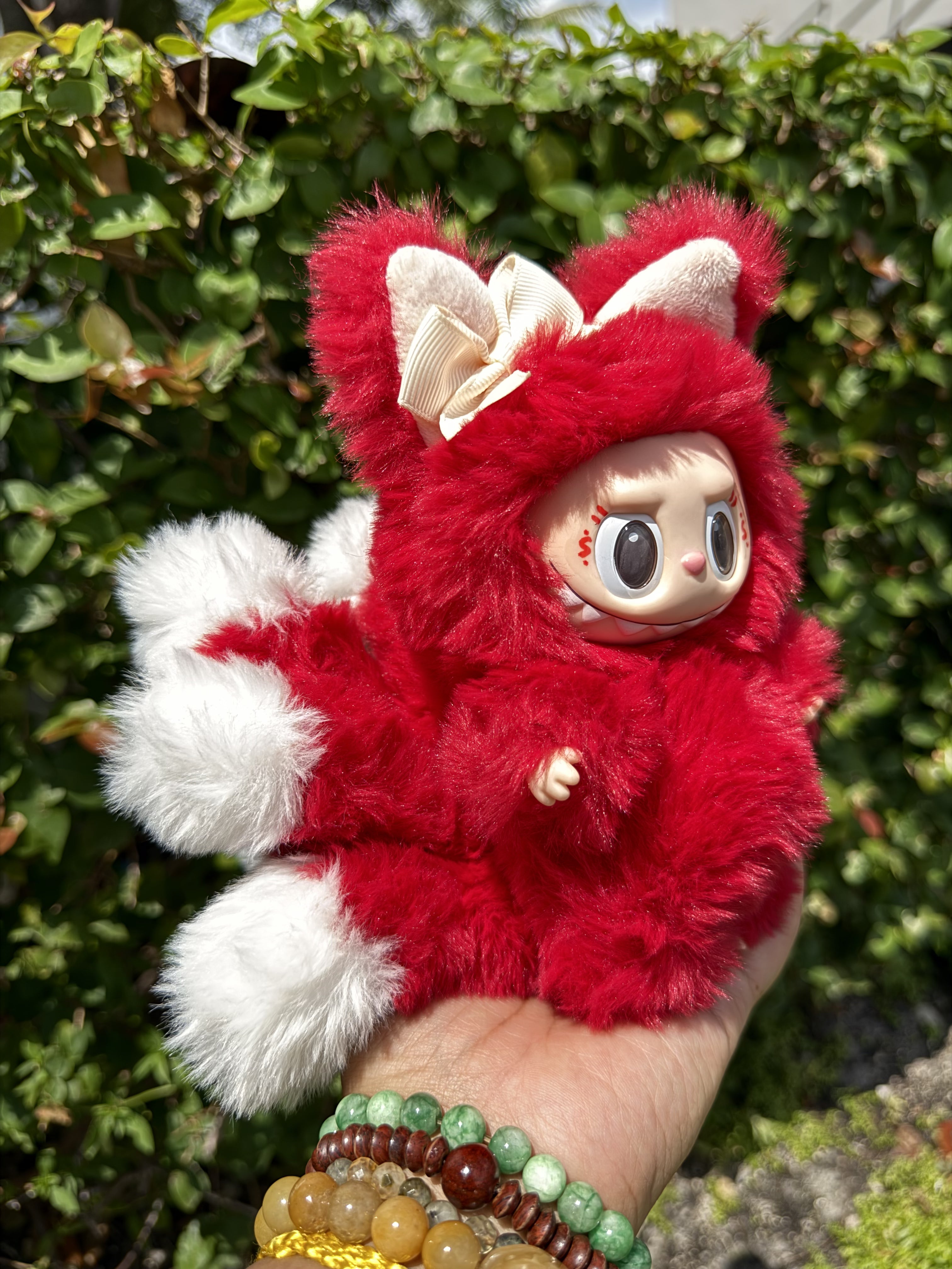 Red Custom Nine-tailed Handmade Fluffy Labubu