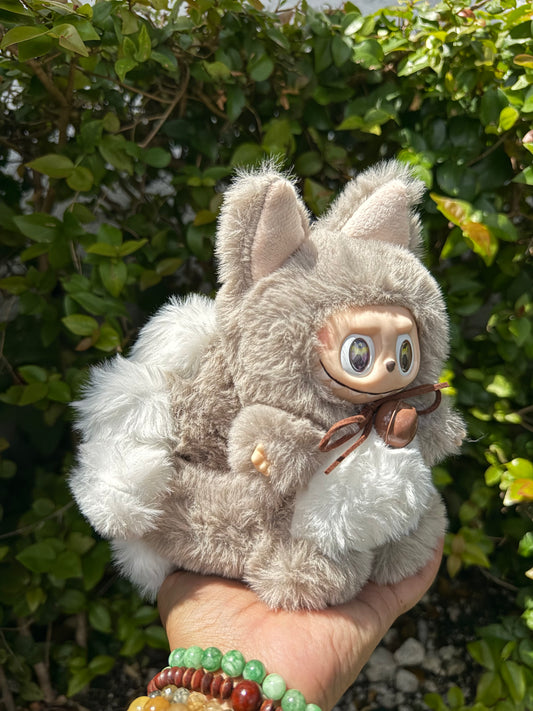 Gray Custom Nine-tailed Handmade Fluffy Labubu
