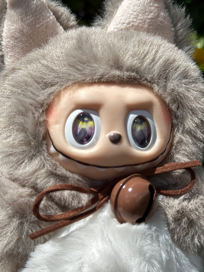 Gray Custom Nine-tailed Handmade Fluffy Labubu