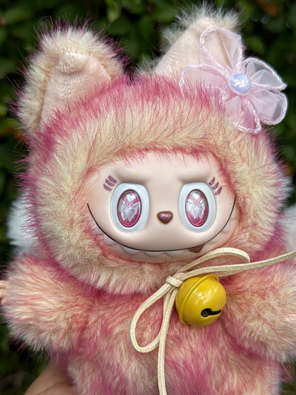 Two Toned Firery Peach Custom Nine-tailed Handmade Fluffy Labubu