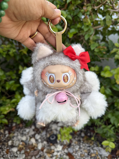 Two Toned Gray Custom Nine-tailed Handmade Fluffy Labubu