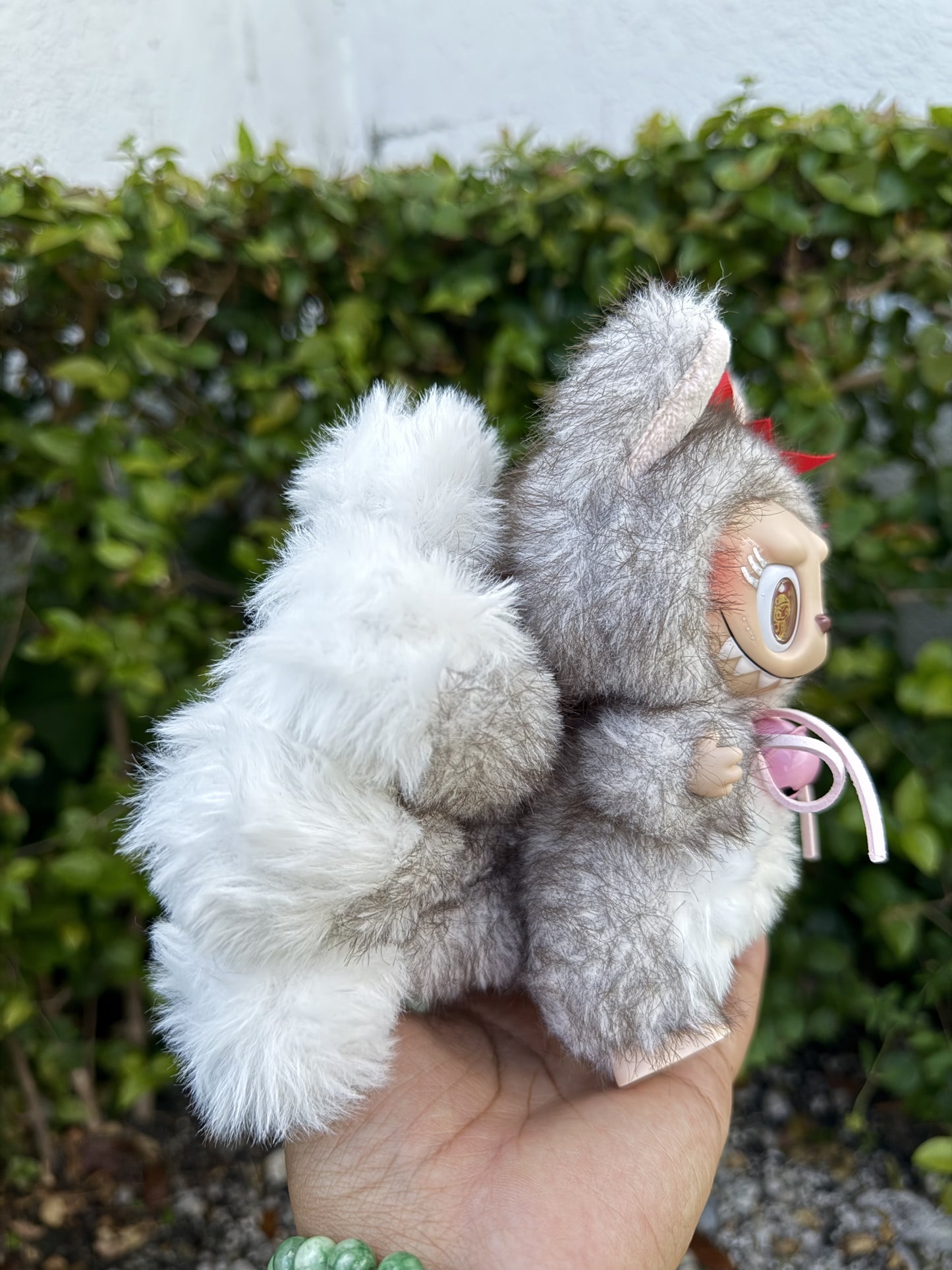 Two Toned Gray Custom Nine-tailed Handmade Fluffy Labubu