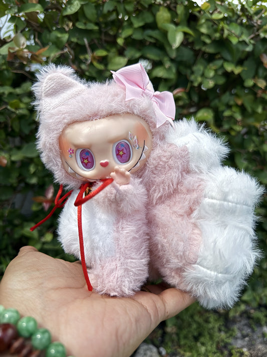 Pink Custom Nine-tailed Handmade Fluffy Labubu