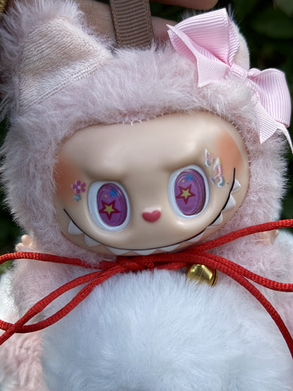 Pink Custom Nine-tailed Handmade Fluffy Labubu