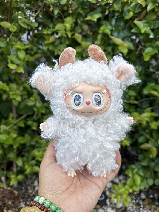 White Curly Cow Custom Handmade Fluffy Labubu