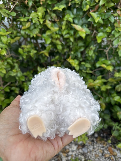 White Curly Cow Custom Handmade Fluffy Labubu