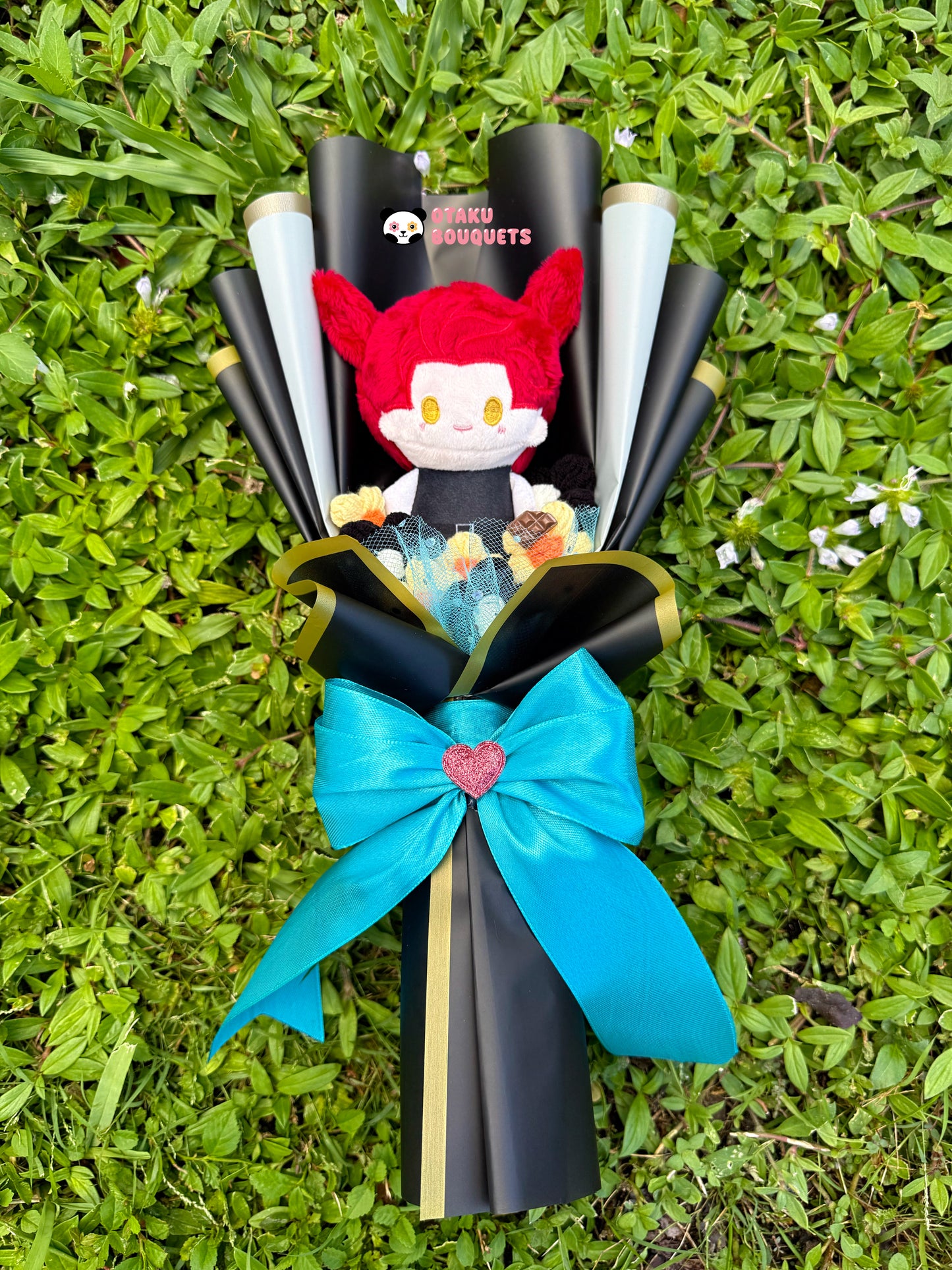 Small Valco Love and Deepspace LAD Plushie Crochet Flower Bouquet