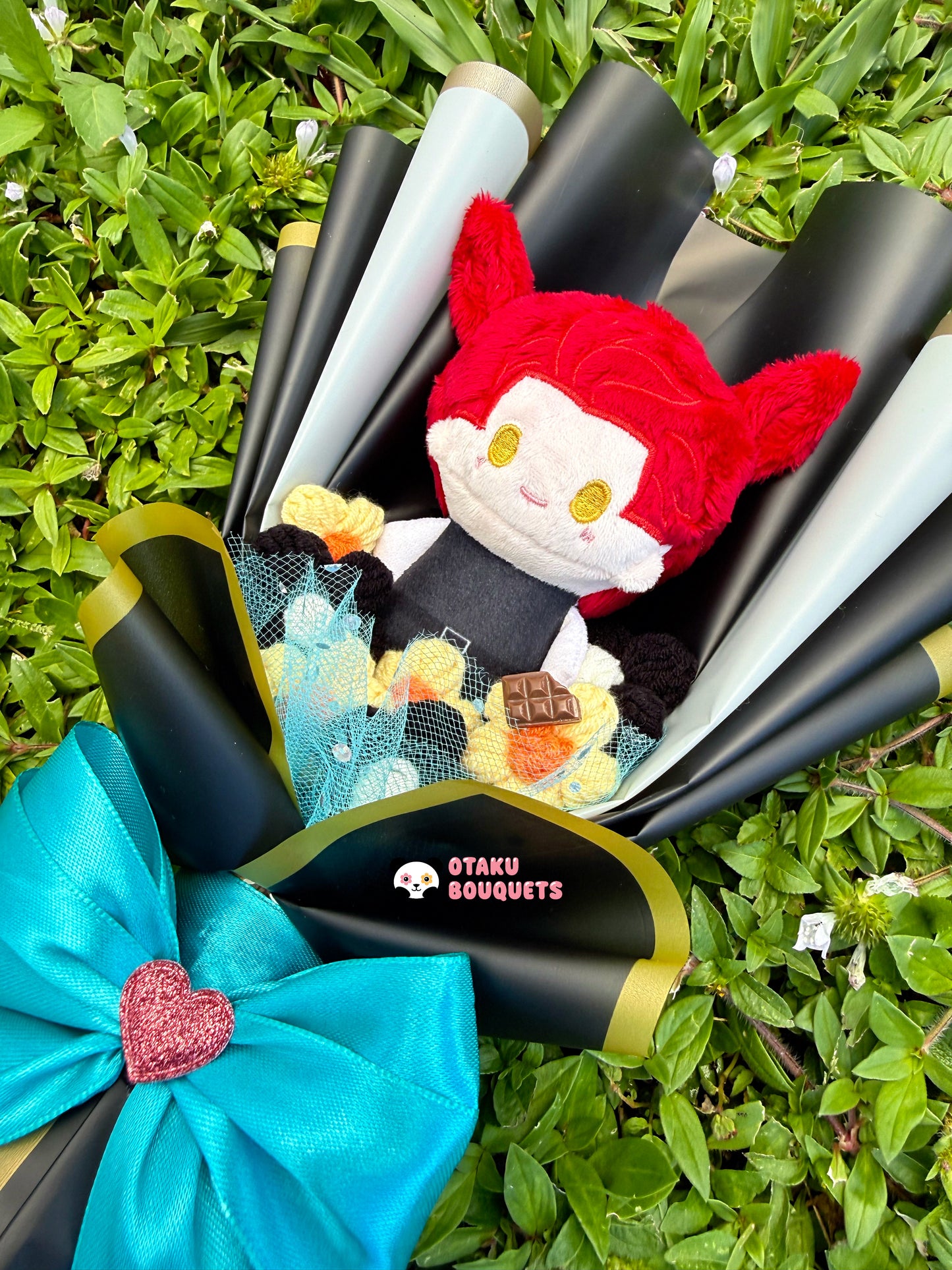 Small Valco Love and Deepspace LAD Plushie Crochet Flower Bouquet
