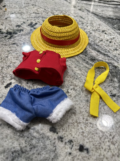 Luffy One Piece Doll Labubu Anime Costume Cosplay Clothes 17cm