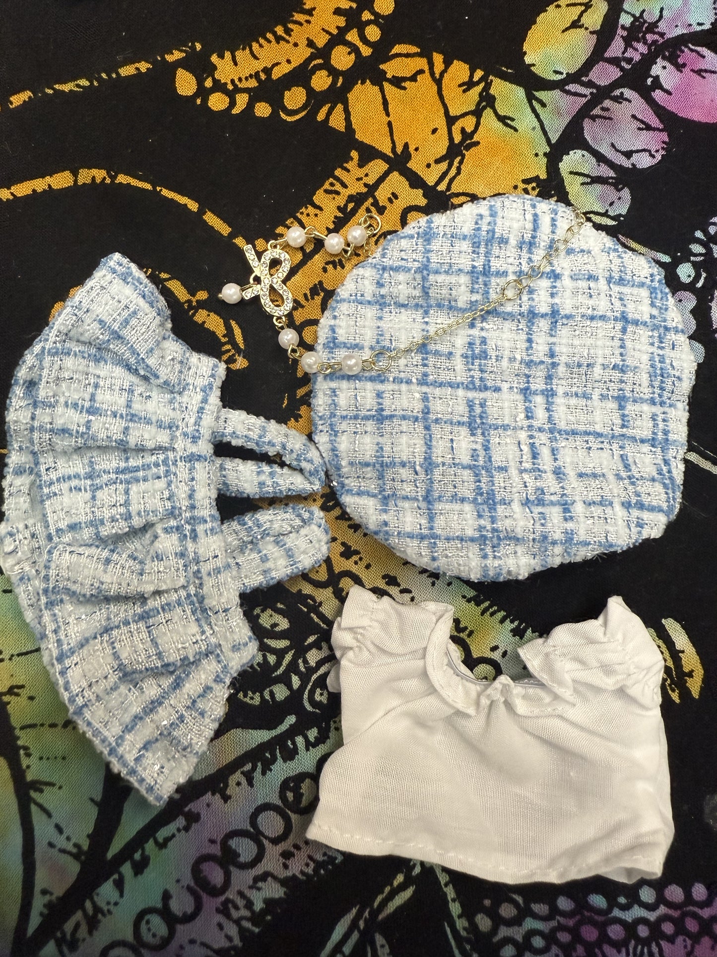 High Class Plaid Dress Fancy Fashion Designer Kawaii Cute Doll Labubu Outfit Clothes 17cm