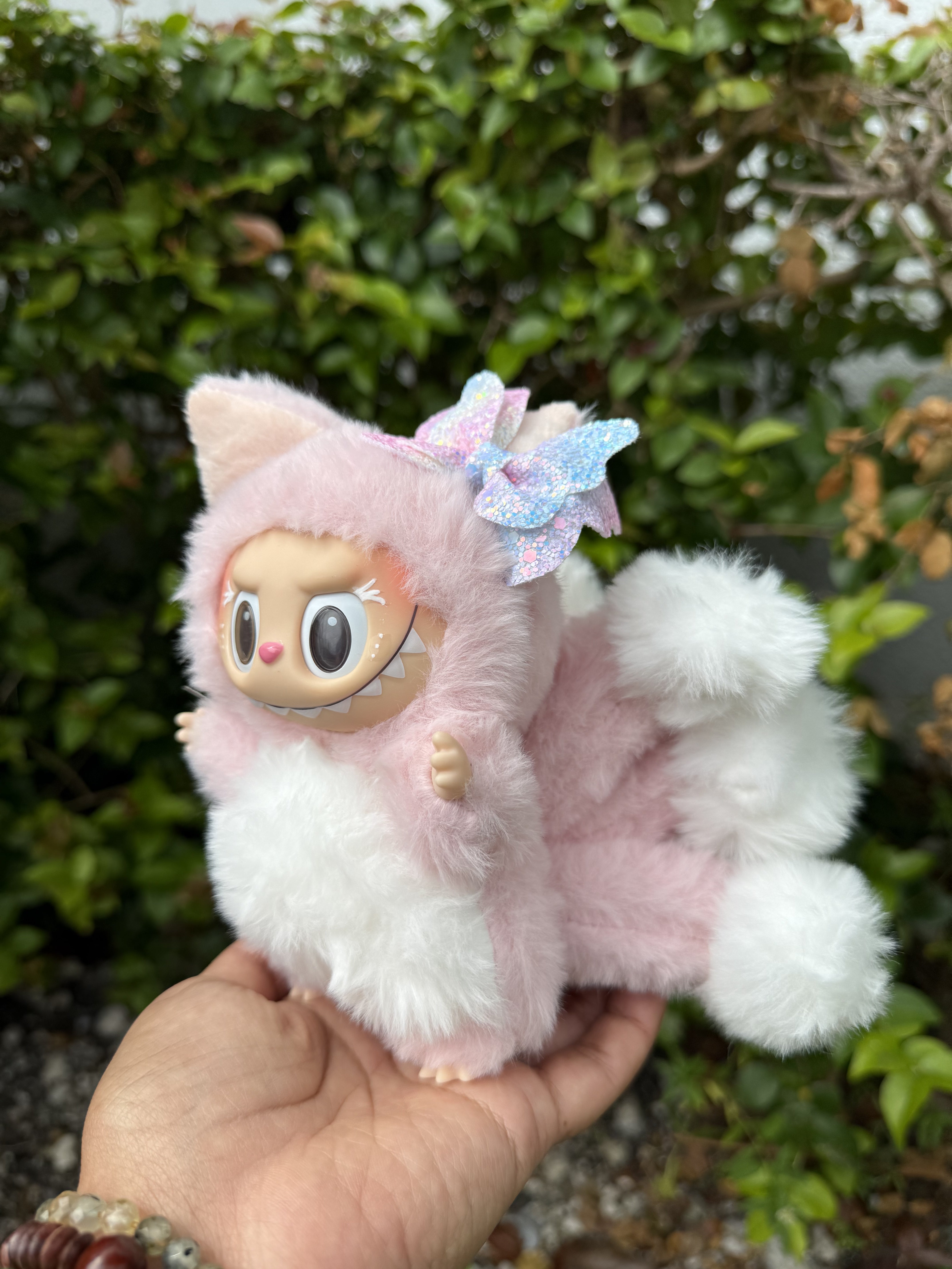 Pink Custom Nine-tailed Handmade Fluffy Labubu