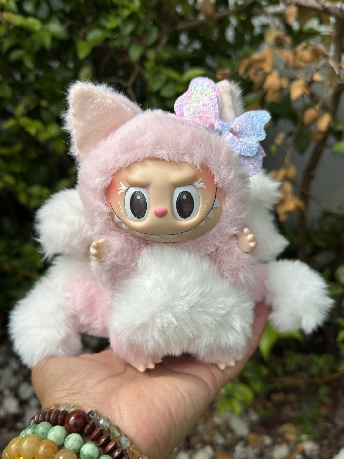 Pink Custom Nine-tailed Handmade Fluffy Labubu