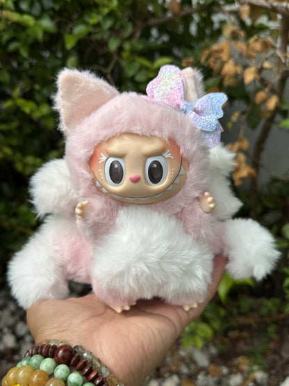 Pink Custom Nine-tailed Handmade Fluffy Labubu