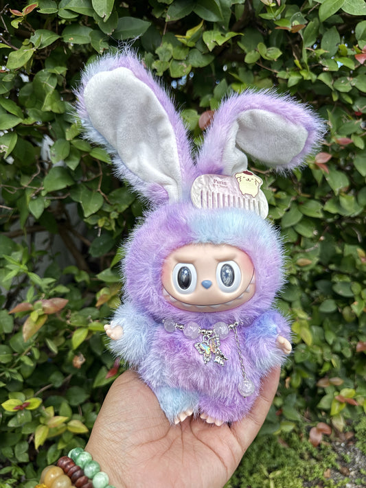 Bunny Rabbit Purple and Blue Custom Handmade Fluffy Labubu