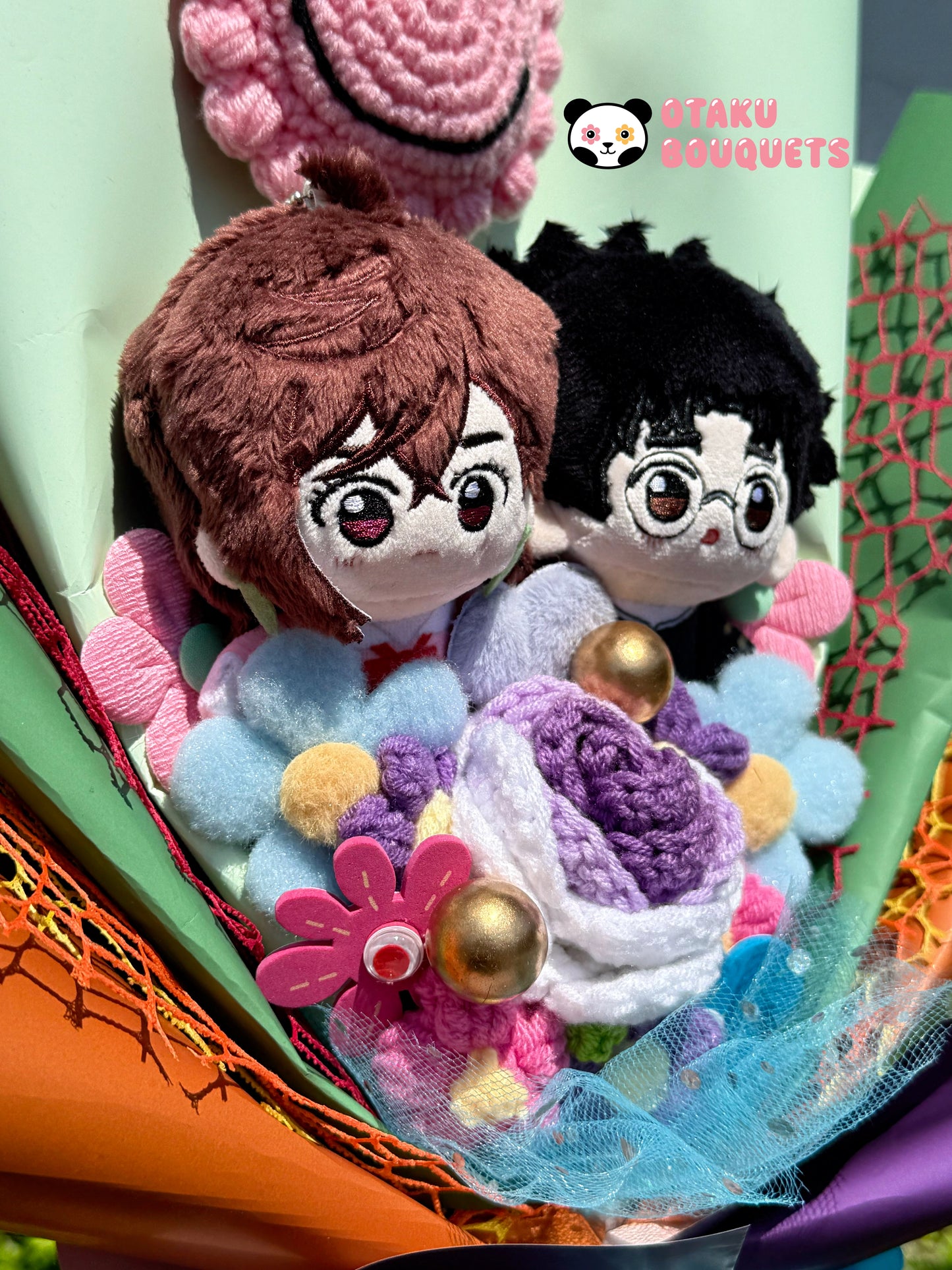 Okarun and Ayesa Gold Balls Dan da Dan Anime Plushie Bouquet