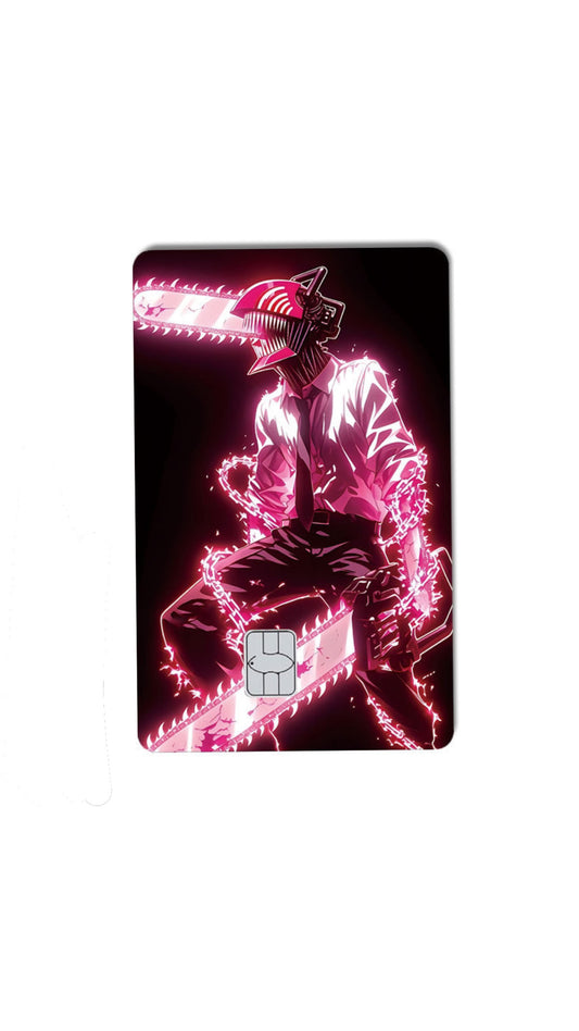 Pink Chainsaw Man Holographic Anime Credit Card Sticker