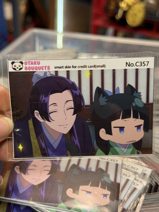 Apothecary Diary MaoMao Cat and Taunting Ginshin Anime Credit Card Sticker