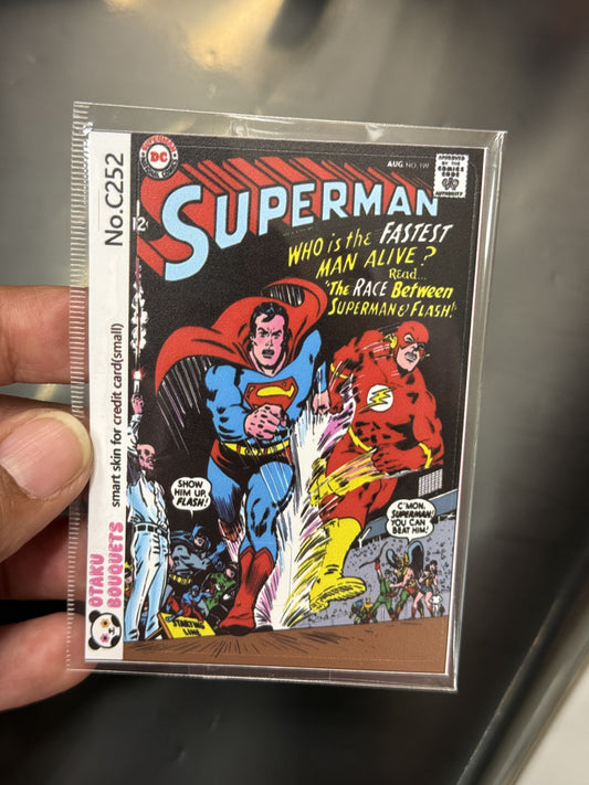 Super Alien and Fast Superhero Comic Book Cover Credit Card Sticker