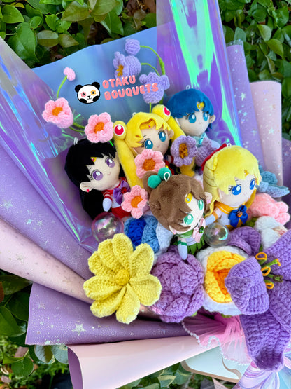 Magical Girl Scouts Senshi Warriors Anime Crochet Flowers Plush Bouquet
