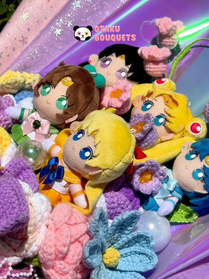 Magical Girl Scouts Senshi Warriors Anime Crochet Flowers Plush Bouquet