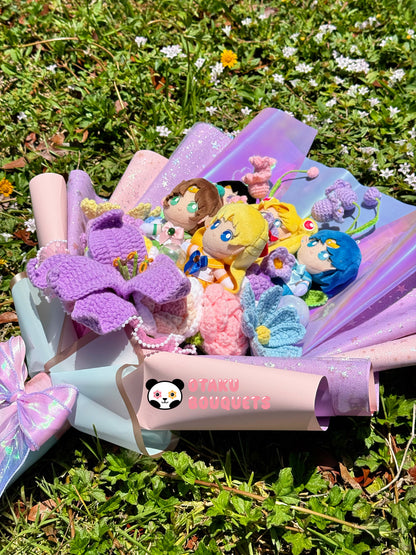 Magical Girl Scouts Senshi Warriors Anime Crochet Flowers Plush Bouquet