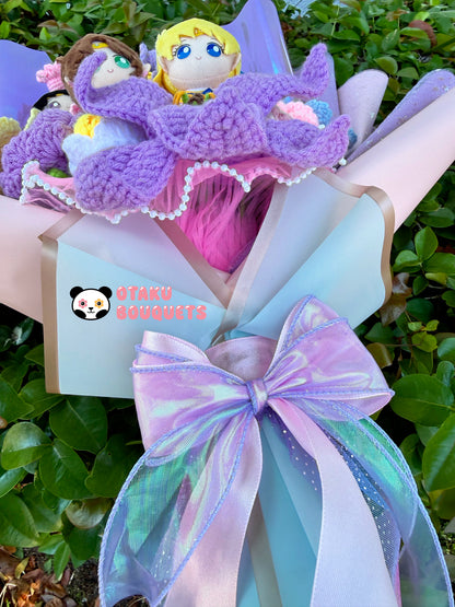 Magical Girl Scouts Senshi Warriors Anime Crochet Flowers Plush Bouquet