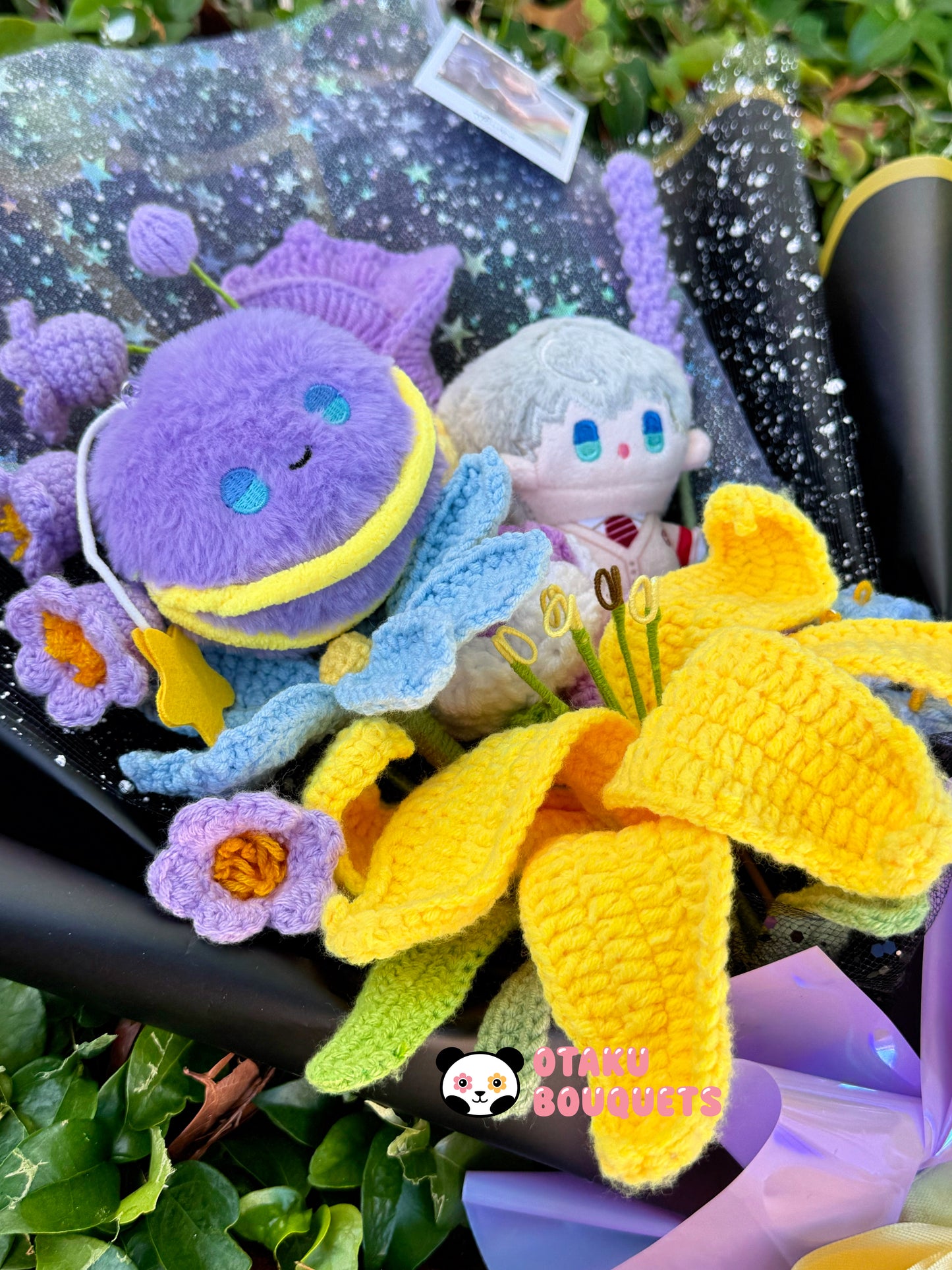 Xavier Love and Deepspace LAD Plushie Crochet Flower Bouquet