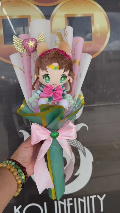 Jupiter Macaron Magical Girl Kawaii Anime Moon Plush Crochet Flower Bouquet